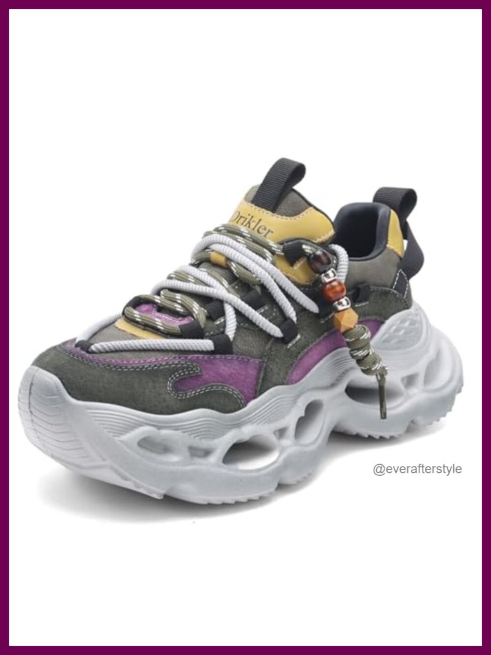 Chunky Platform Lace-Up Sneakers Leather Suede Athletic Walking Shoes